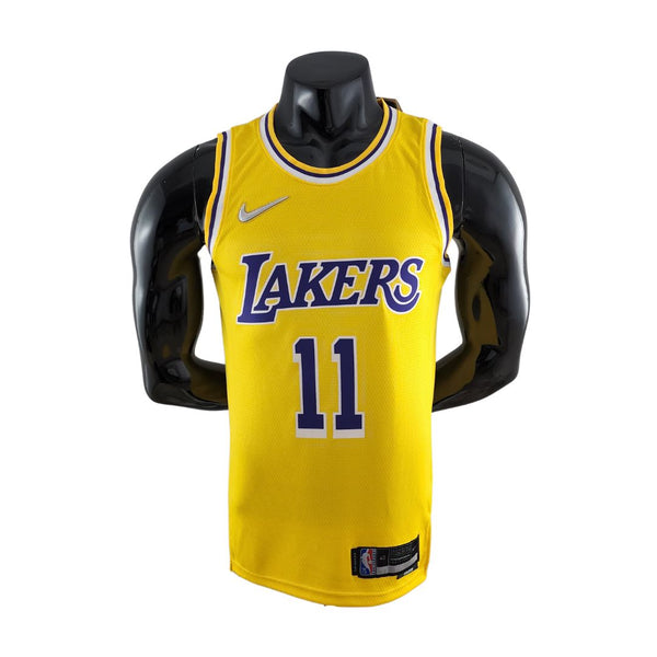 Maillot NBA jaune des Los Angeles Lakers #11 IRVING 75e anniversaire